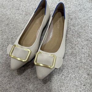 Rothy's Cream Flats with Gold Accent